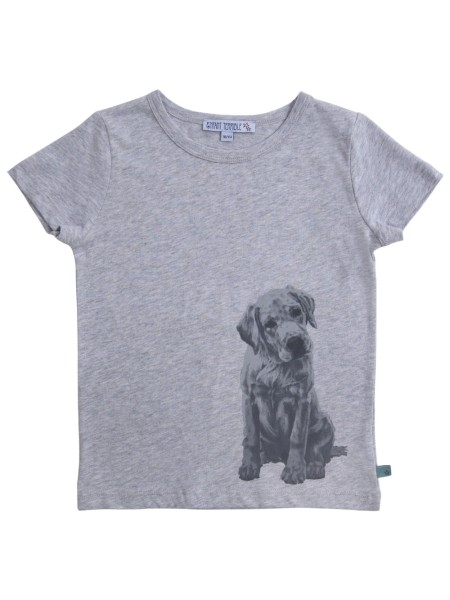 Shirt Hundedruck - kurzarm - silvermelange