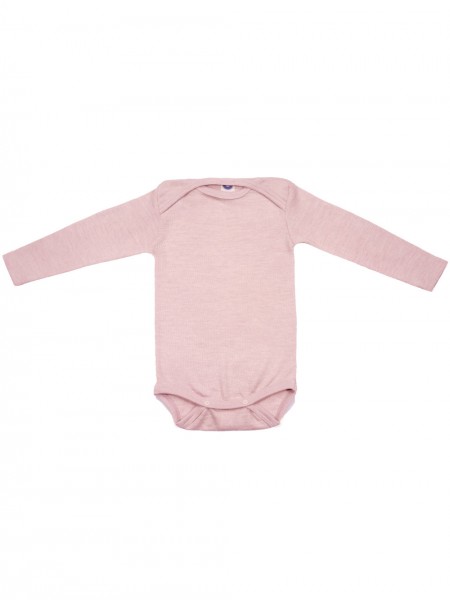 Baby Body - langarm - Wolle/Seide - rosé melange