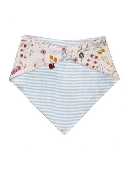 Dreieckstuch Lätzchen - Blumenwiese - hellblau geringelt