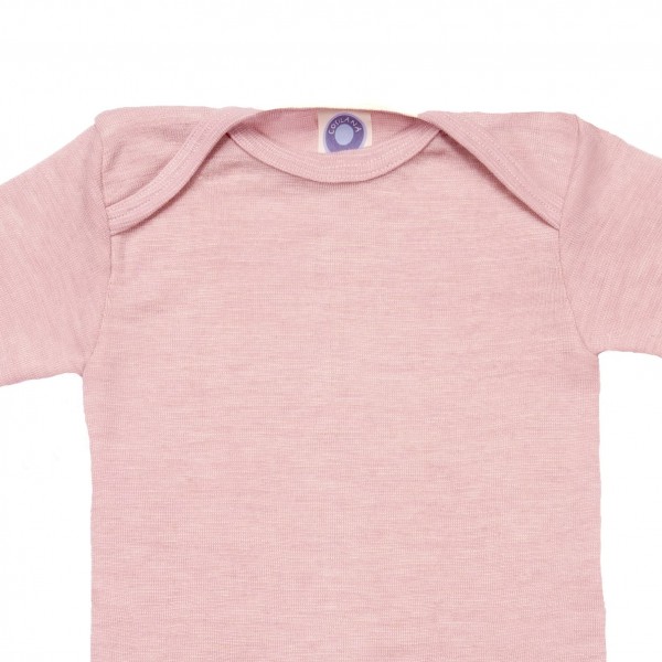 Baby Schlupfhemd - langarm - Wolle/Seide - rosé melange