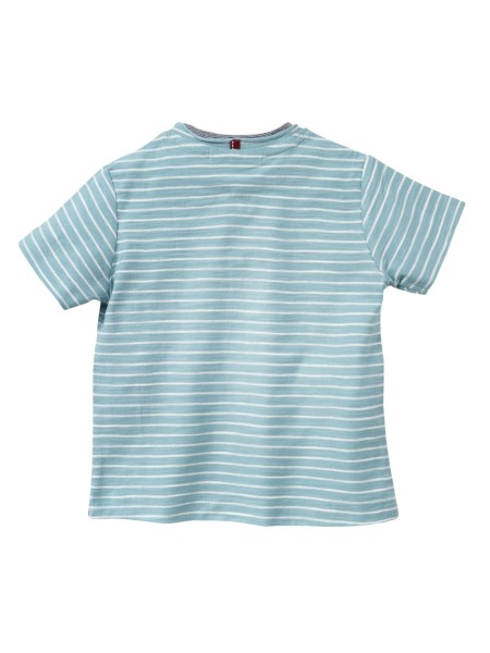 Baby Shirt - kurzarm - türkis geringelt