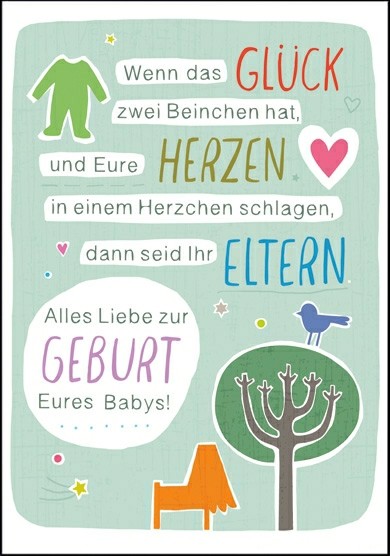 Doppelkarte zur Geburt - Glück - 125x185mm