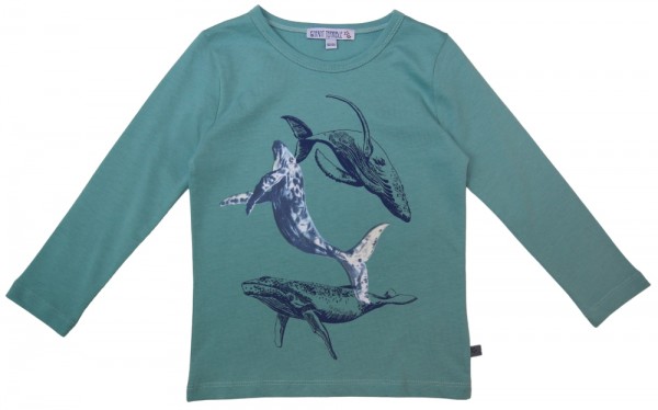 Shirt mit Waledruck - langarm - ozean oder schiefer