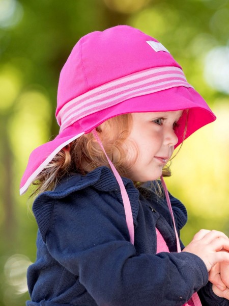 Sonnenhut Feuerwehr Strick - pink - UV80 Rundumschutz