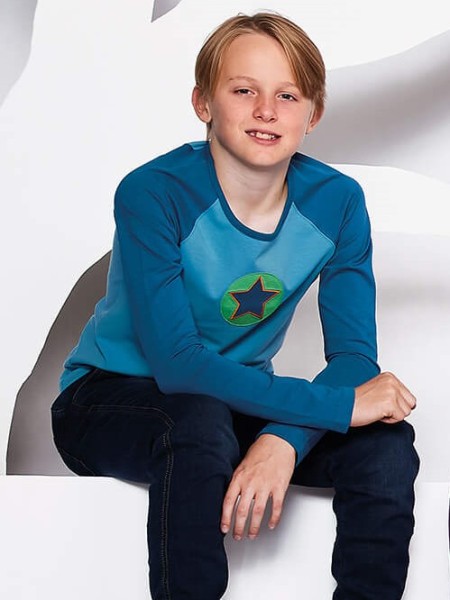 T-Shirt - langarm - Dark ocean/ocean mit Stern