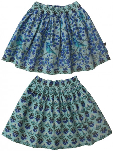 Wenderock mit blauen Beeren und Vögeln - ozean/himmelblau