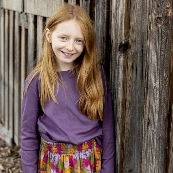 Mädchen Shirt - langarm - dunkelrosa oder aubergine - Arlena