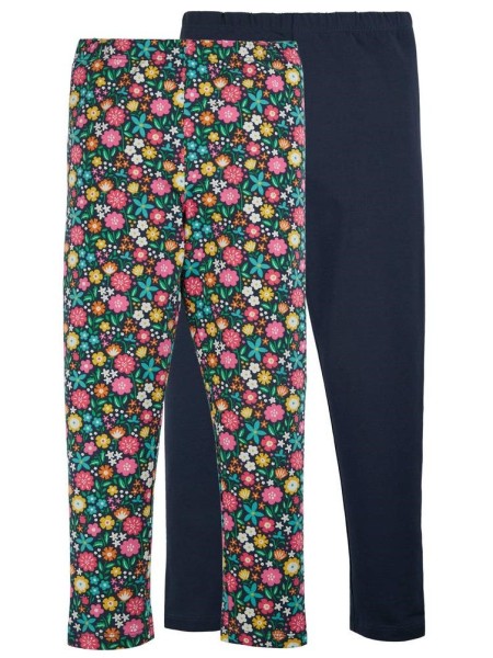 Leggings - 2er Pack - Blumen/Indigo