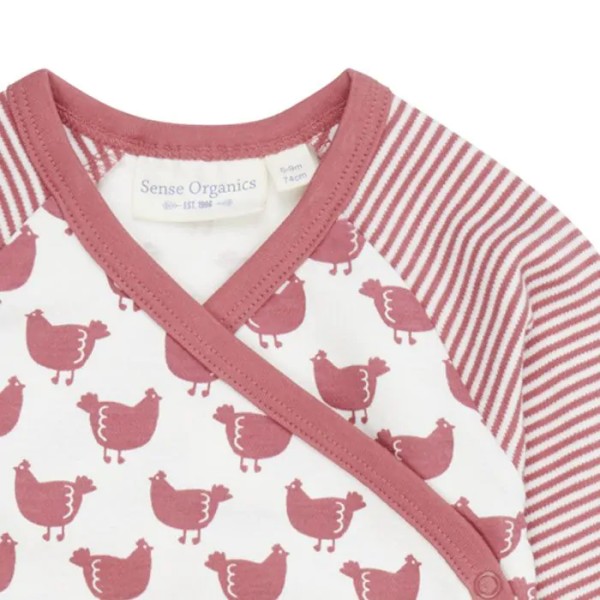 Wickelbody - langarm - Hühner Alloverprint - Ygon