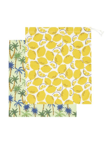 Tasche Stoffbeutel - mit Zugband - Zitronen oder Palme