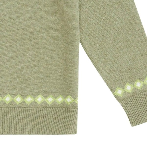 Kinder Strickpullover - olive mit Rautenmuster - Medo