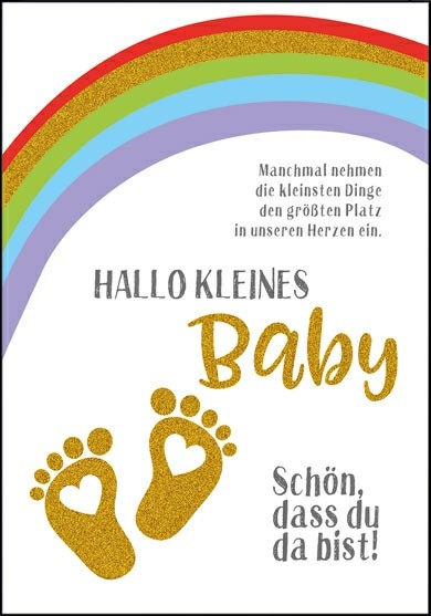Doppelkarte zur Geburt - Hallo kleines Baby - Regenbogen - 125x185mm