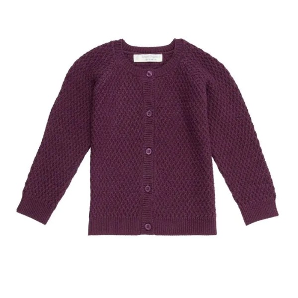 Baby Strickjacke - sand und aubergine - Elia