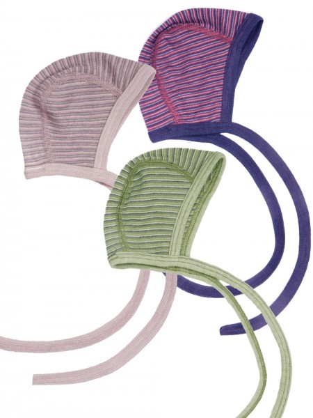 Baby Häubchen - Wolle/Seide - geringelt