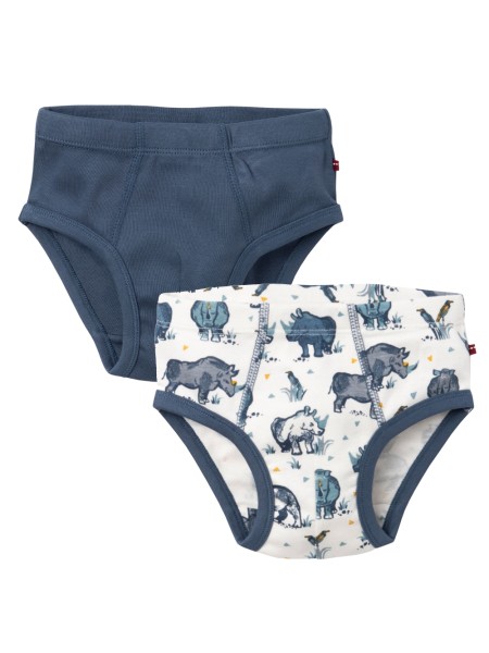 Jungen Unterhosen - 2er Pack - Nashorn und dunkelblau