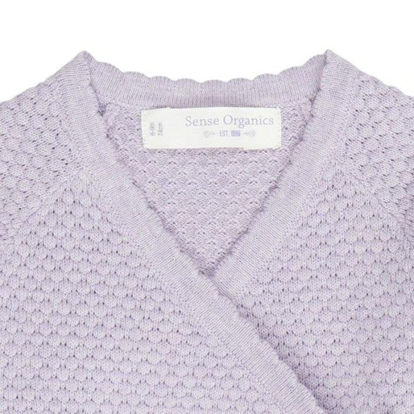 Baby Strickjacke Picasso - Wabenstruktur - naturweiß und flieder