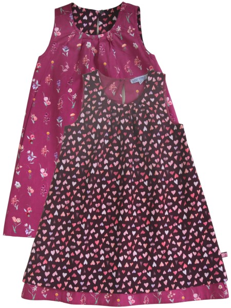 Wendekleid - Herzen/Blümchen - cassis berry