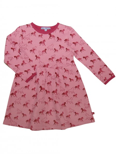 Sweatkleid mit Pferdedruck - langarm - rosé/erika
