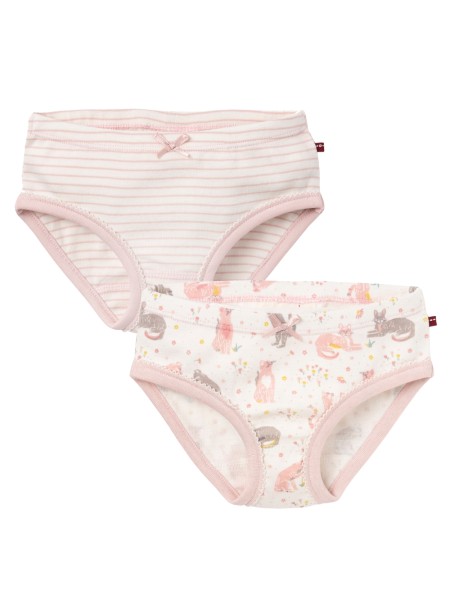 Mädchen Unterhosen - 2er Pack - Katzen und rosa geringelt