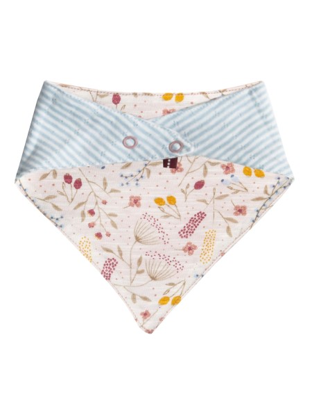Dreieckstuch Lätzchen - Blumenwiese - hellblau geringelt