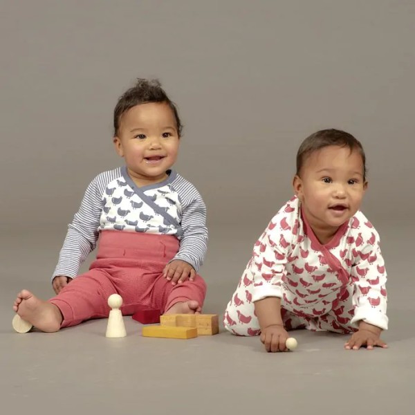 Wickelbody - langarm - Hühner Alloverprint - Ygon