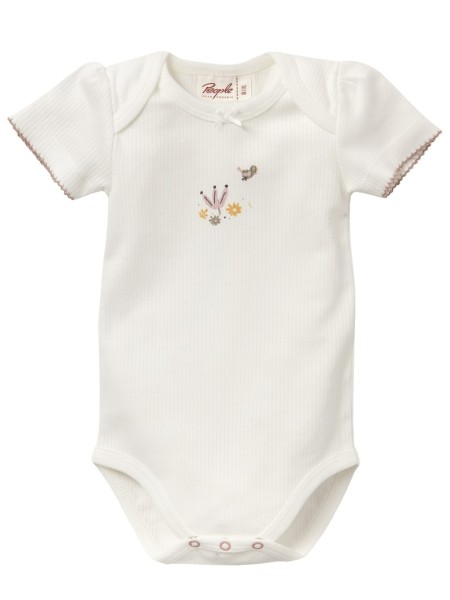 Body - kurzarm - weiß - Blümchen