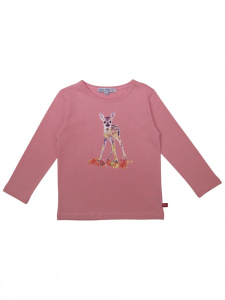 Shirt mit Rehdruck - langarm - rosé