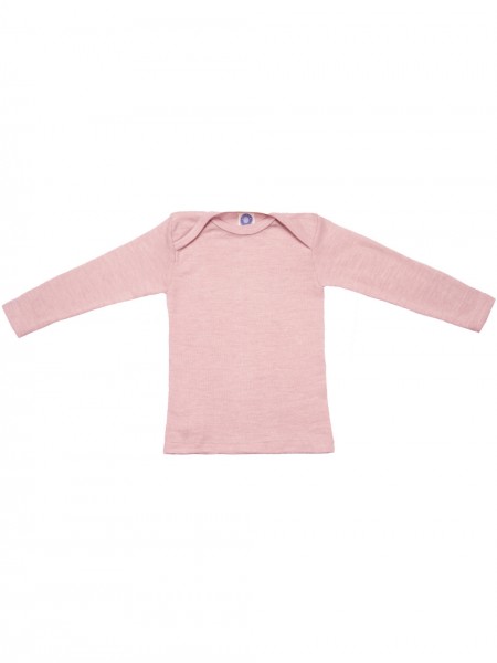 Baby Schlupfhemd - langarm - Wolle/Seide - rosé melange