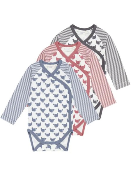 Wickelbody - langarm - Hühner Alloverprint - Ygon