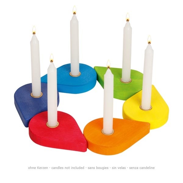 Geburtstagskranz - 6 bunte Kerzenhalter