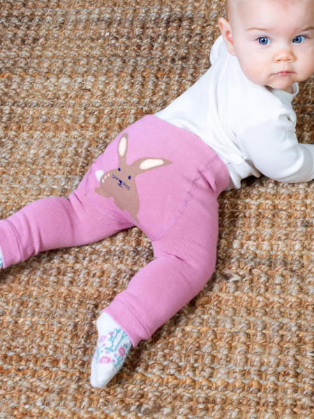 Hoppity Strickleggings - pink - mit Kaninchenmotiv