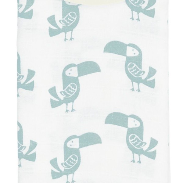 Große Babydecke Vita - Musselin - 120x120 - mit Tukan Print