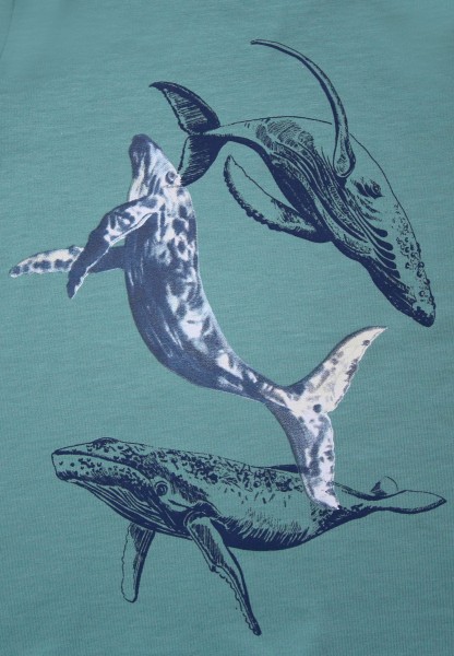 Shirt mit Waledruck - langarm - ozean oder schiefer