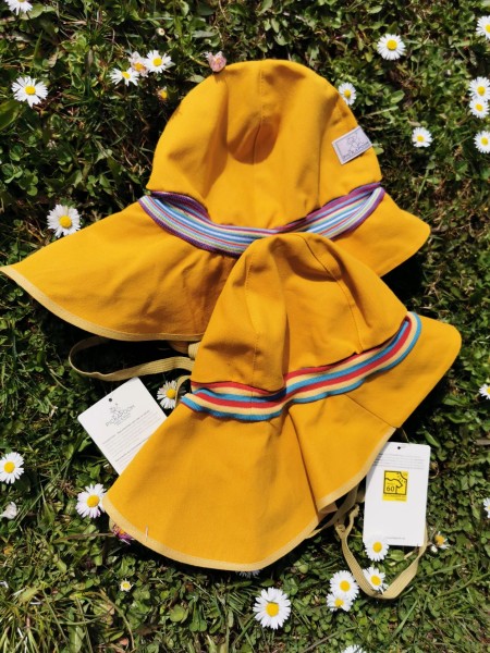 Sonnenhut Feuerwehr Strick - golden yellow (neue Farbe) - UV60 Rundumschutz