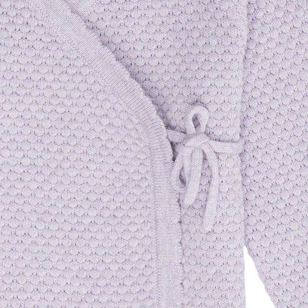 Baby Strickjacke Picasso - Wabenstruktur - naturweiß und flieder