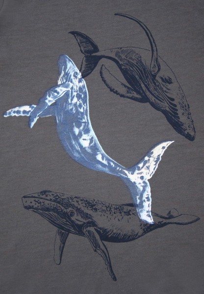 Shirt mit Waledruck - langarm - ozean oder schiefer