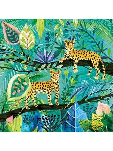 Postkarte - Leoparden im Dschungel - Mila Marquis - 14x14cm