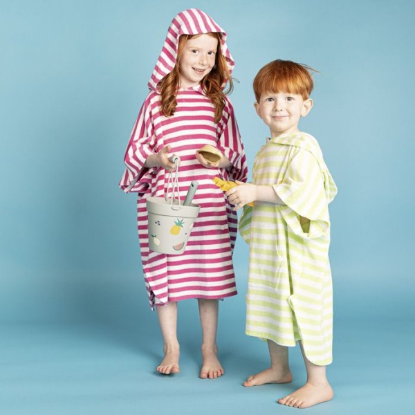 Strandponcho Alvi - Frottee - pink oder limette gestreift