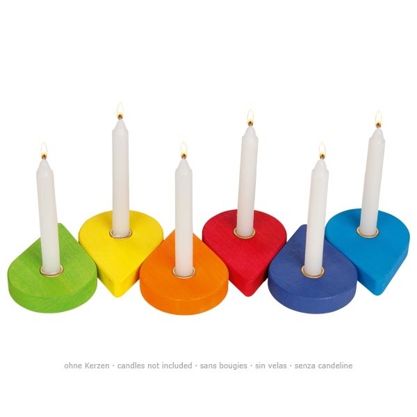 Geburtstagskranz - 6 bunte Kerzenhalter