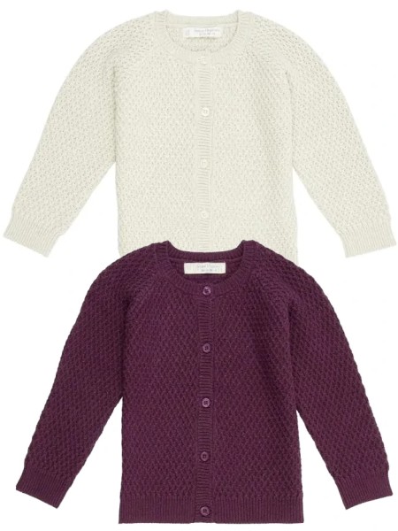 Baby Strickjacke - sand und aubergine - Elia