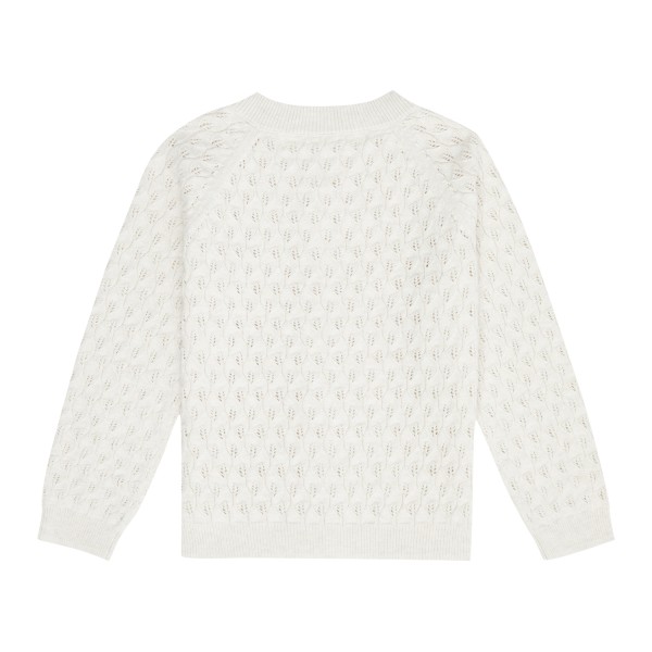 Mädchen Strickjacke Elsa - mit Ajourmuster - beige und flieder