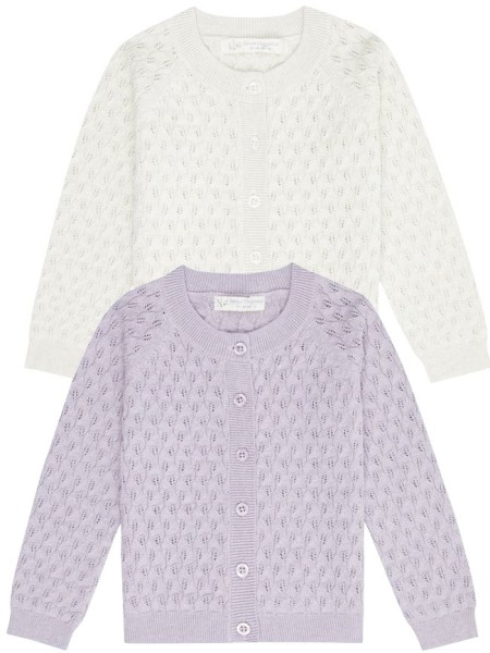 Mädchen Strickjacke Elsa - mit Ajourmuster - beige und flieder