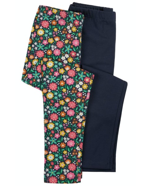 Leggings - 2er Pack - Blumen/Indigo