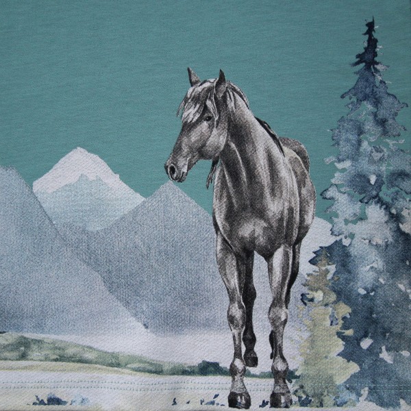 Shirt mit Pferdedruck - langarm - ozean