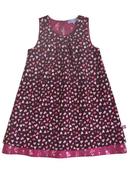 Wendekleid - Herzen/Blümchen - cassis berry