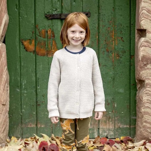 Bio Strickjacke - sand und aubergine - Elia