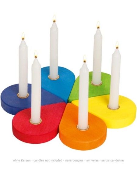 Geburtstagskranz - 6 bunte Kerzenhalter