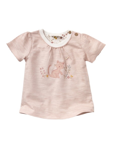 Baby Shirt - kurzarm - rosenholz - Katze