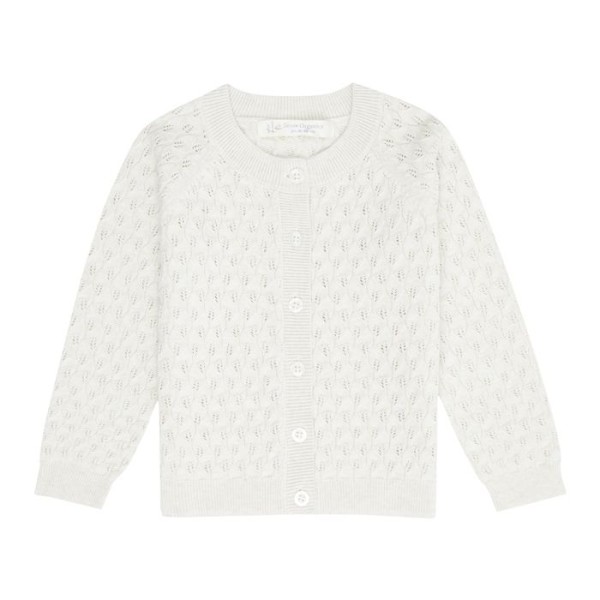 Mädchen Strickjacke Elsa - mit Ajourmuster - beige und flieder