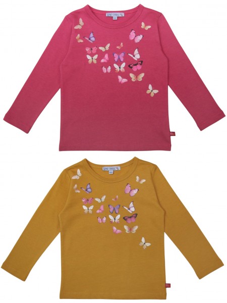 Shirt mit Schmetterlingsdruck - langarm - ocker oder erika